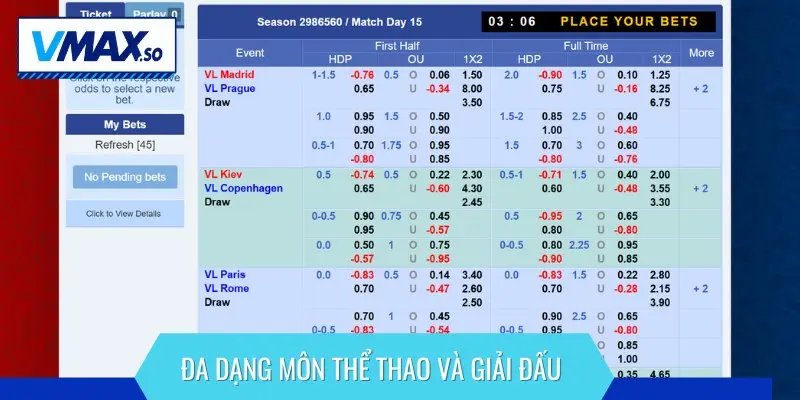 Các bộ môn thể thao và giải đấu được cung cấp đều cực kỳ phong phú